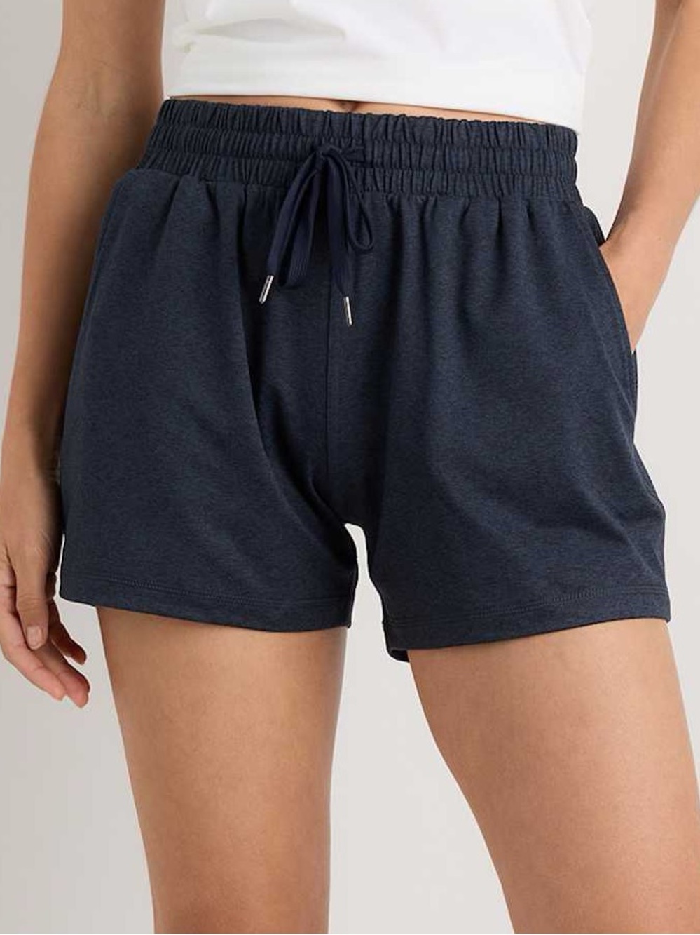 Quince Flowknit Mid-Rise Shorts Navy Size Large